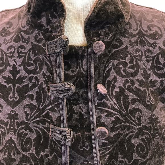 LOFT Victorian Velvet Burnout Military Jacket 6 - Picture 6 of 7